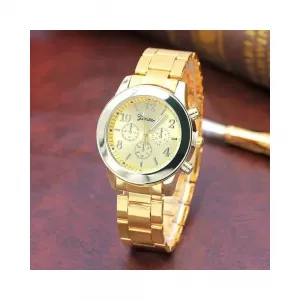 NEW 금색 손목 시계 합금 스테인레스 스틸 아날로그 패션 쿼츠